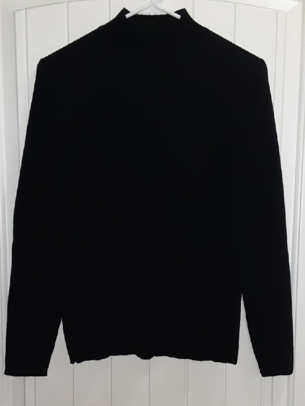 VTG Lord & Taylor Extra Fine Merino Wool Ribbed Mock Neck Sweater Black Small